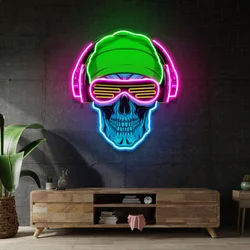 Personalized Skull LED Neon Sign Birthday Gifts for Kids Bedroom Night Lamp Living Room Game Room Shop Restaurant Bar Neon