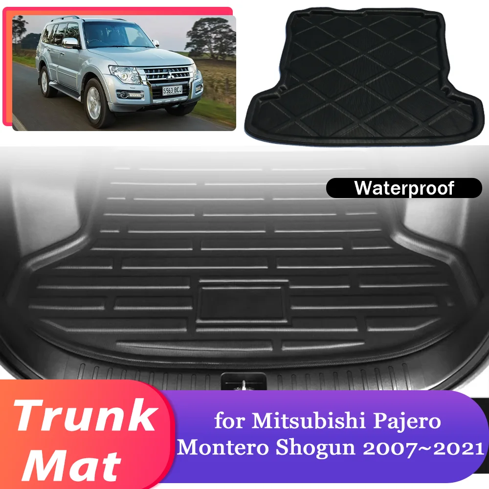 Car Trunk Mat for Mitsubishi Pajero Montero Shogun V80 V90 2007~2021 Luggage Waterproof Cargo Pad Liner Cover Carpet Accessories