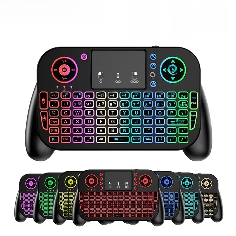 Mini clavier sans fil Bluetooth 2.4G, double mode, Rechargeable, rétroéclairage rvb, Air Mouse, avec pavé tactile, pour Android TV Box PC