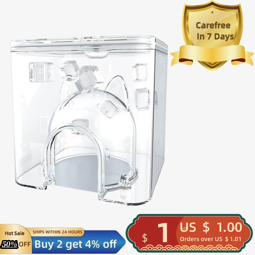 

Pet Cooling House Ice Cubes Water Filled Hamster Nest Transparent PS Material Cute Cartoon Design for Summer