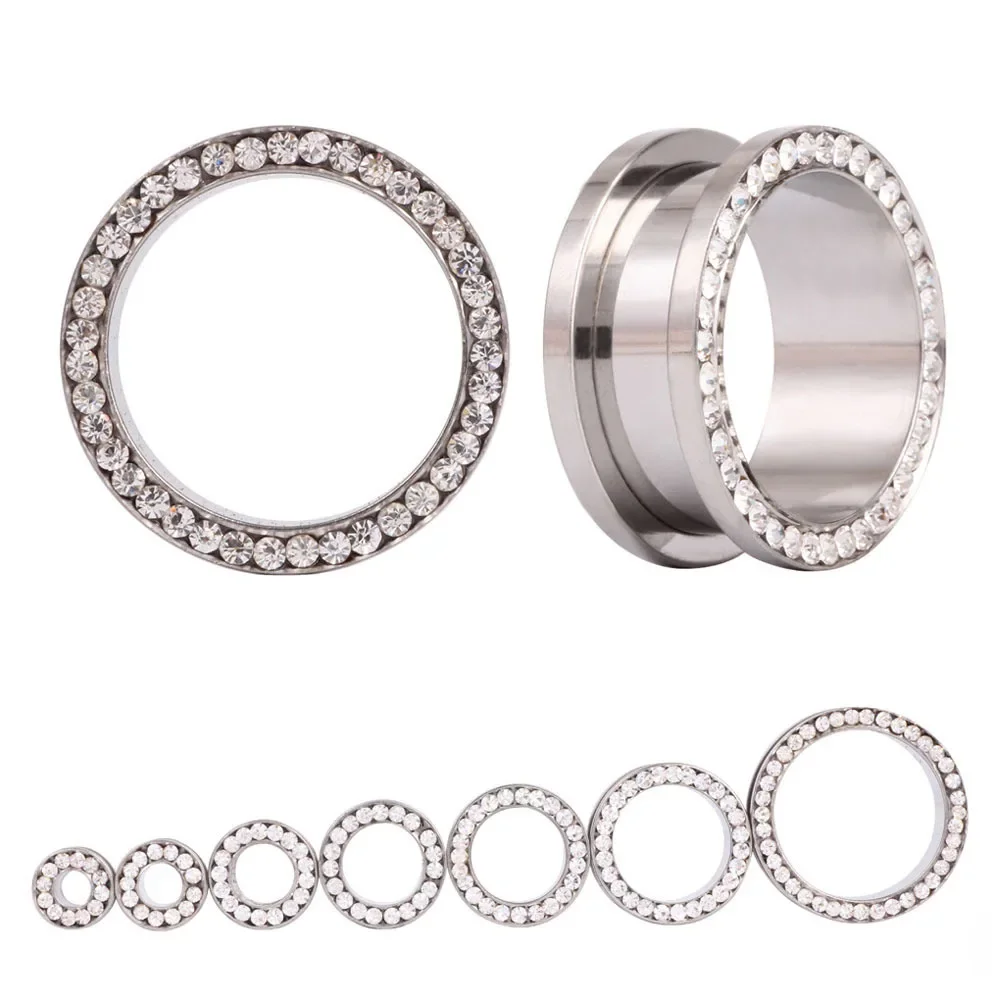 2 szt./lot Kryształowe tunele do uszu na śrubkę, rozciągacze do uszu, zestaw do rozciągania, piercing, tunele do ciała, ekspandery do uszu, pręty 3~25mm — zdjęcie 2