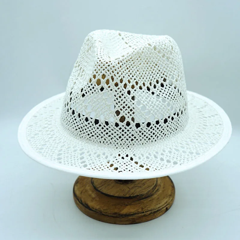 

Women White Straw Fedora Hats Wide Brim Panama Hats Short Brim Sun Beach Hat Summer Hat Wedding Party Kentucky Derby Church Hat