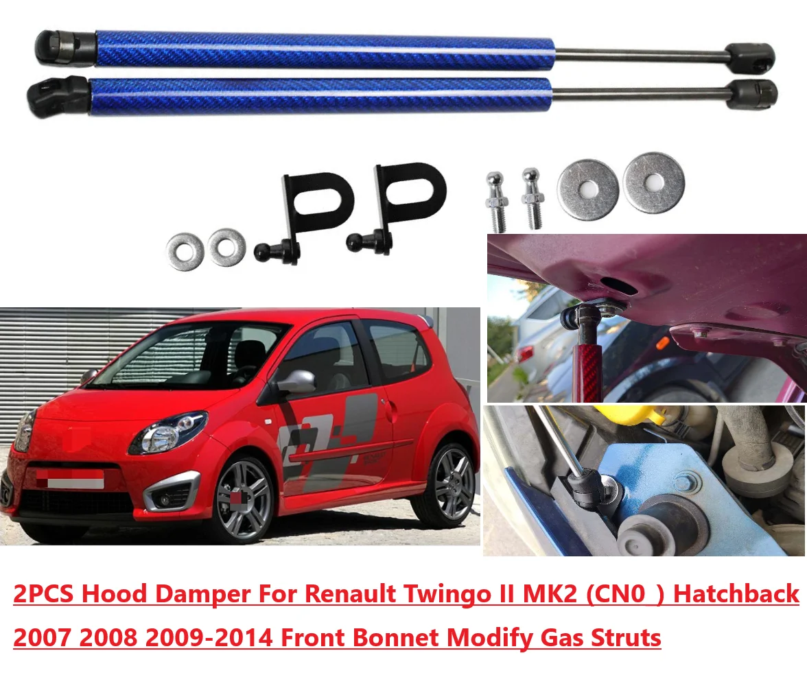 

2PCS Hood Damper For Renault Twingo MK2 (CN0_) Hatchback 2007-2014 Front Bonnet Modify Gas Struts Lift Support Shock Piston Rod