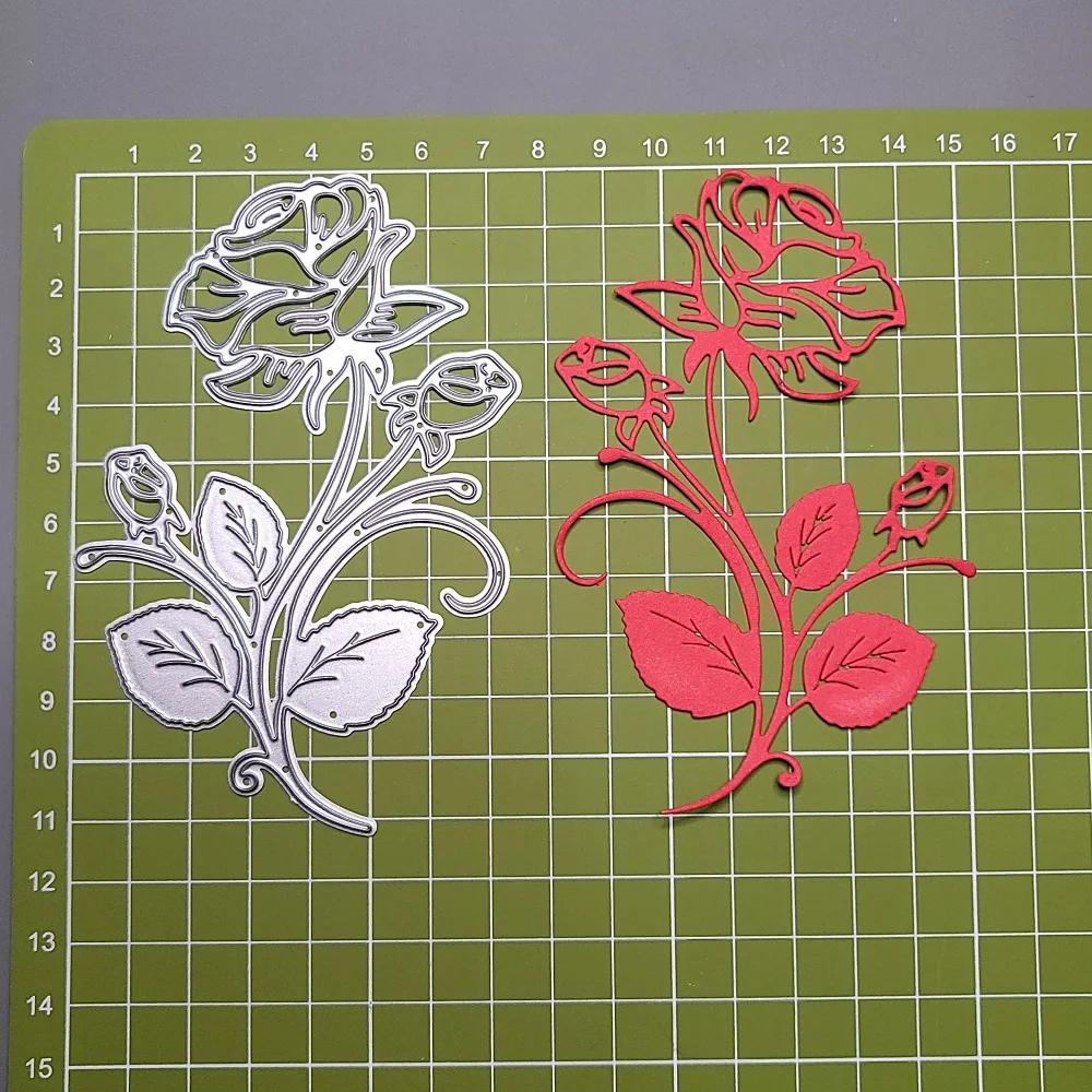 Różowe metalowe matryce do wycinania Scrapbook Embossing Flower Die Cuts Album DIY Craft Cutting Die Rose Dies