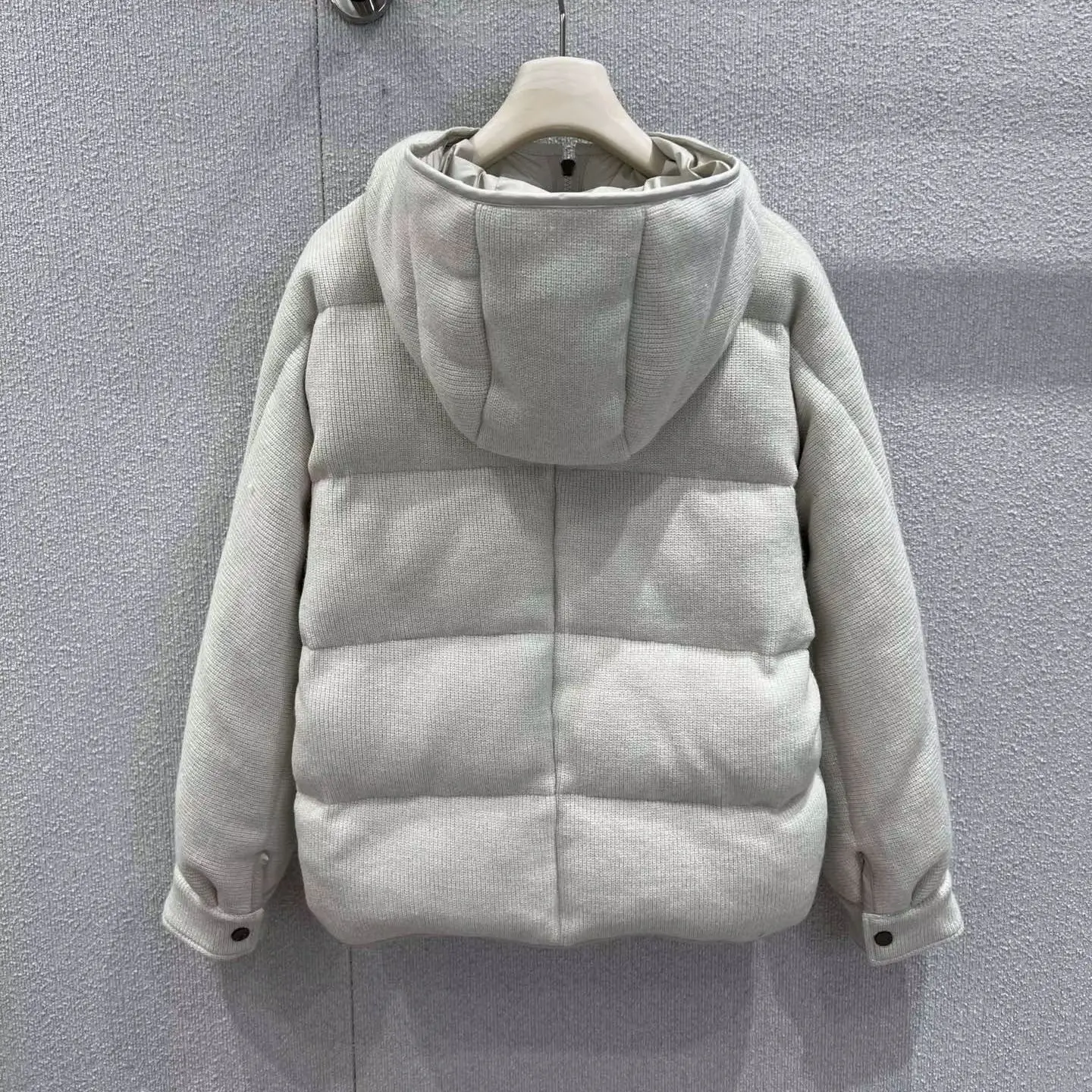 2025 خريف شتاء جديد الثقيلة الكشمير نفخة أسفل سترة 90 بطة أسفل وغزل الكشمير متماسكة الكلاسيكية H خط صالح #2