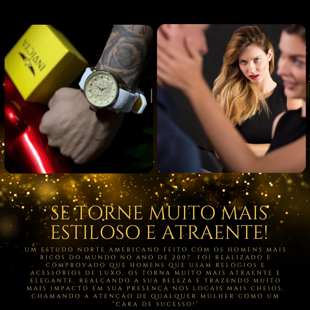 Relógio Invicta Yakuza Automático Banhado a Ouro 18K À Prova D'água Fundo Transparente Enviado na Caixa