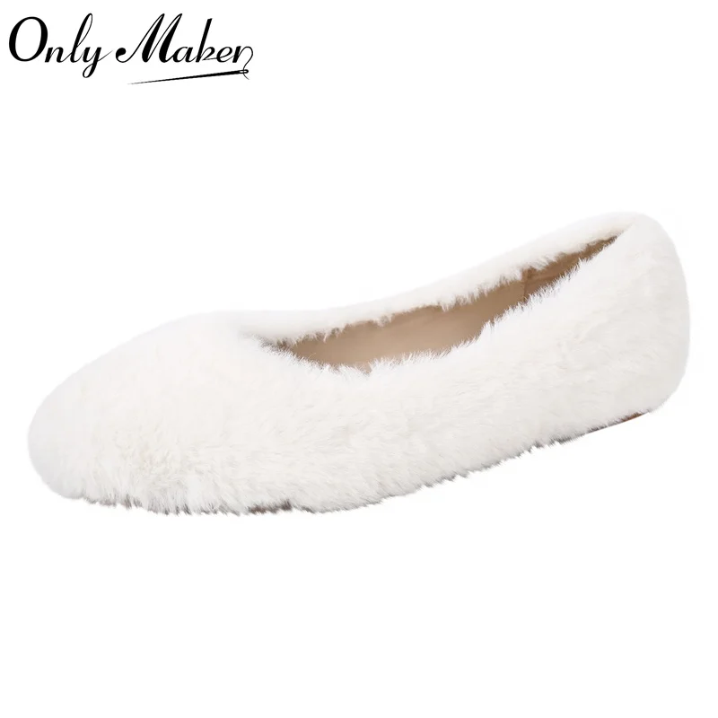 Onlymaker Women White Pointed Toe Slip On Flats Comfortable Shoes