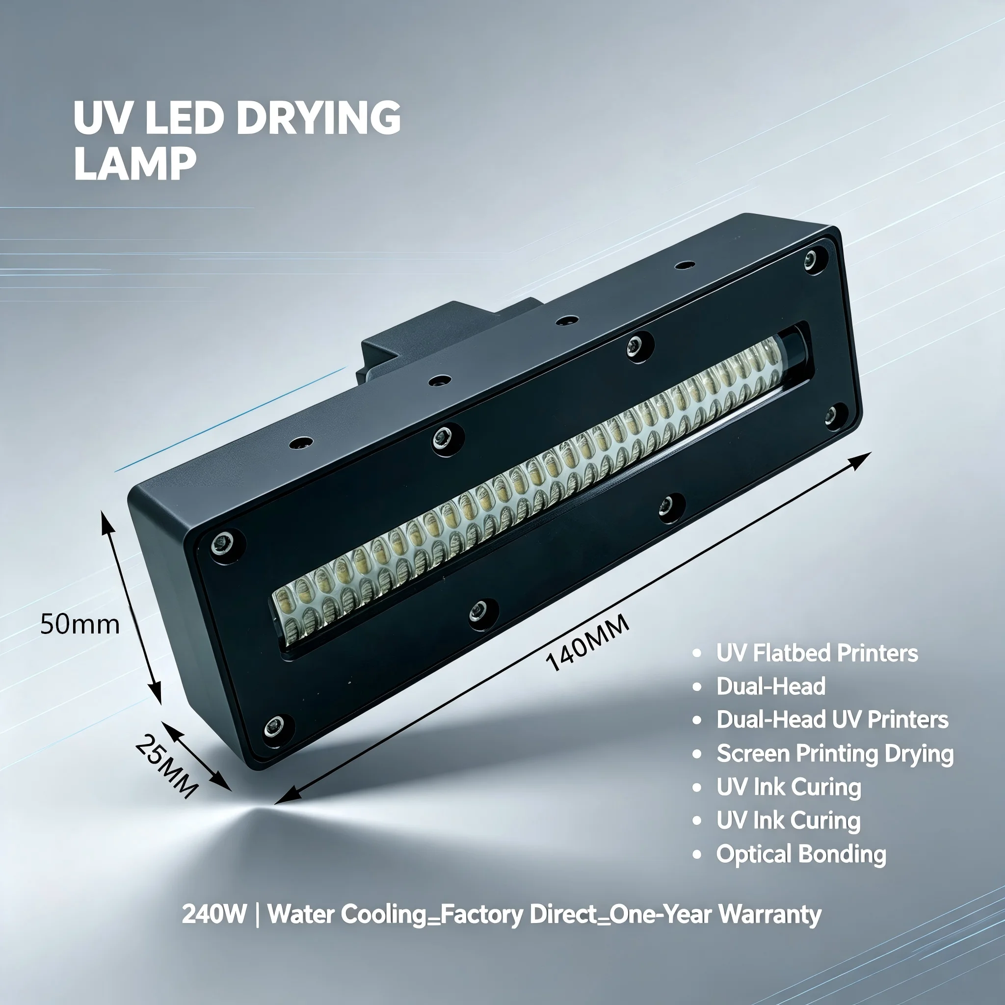 Water Cooled 240W UV LED Curing Lamp 120*15mm 10W cm2 for Ricoh G5 Epson i3200 Toshiba CEN4 TX800 XP600 Inkjet Printer