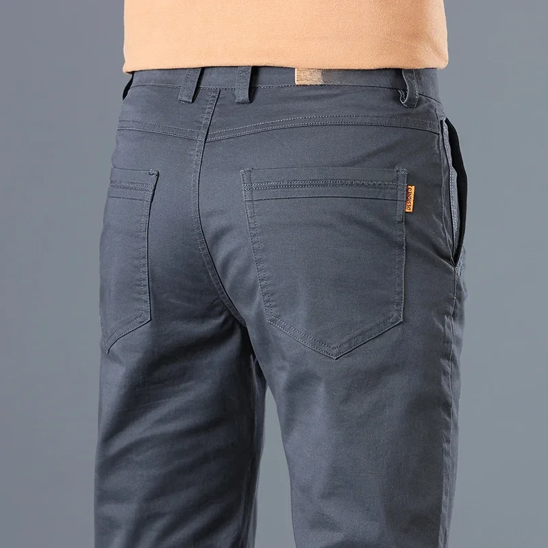 2024 Heren Hoge Kwaliteit Puur Katoen Klassieke Effen Kleur Casual Broek Business Stretch Katoen Slanke Rechte Merkbroek Mannelijke - afbeelding 2