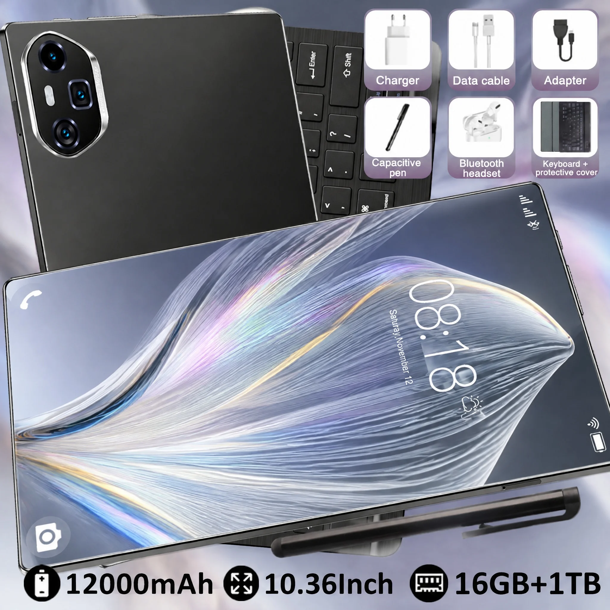 Tableta Android de nuevo estilo 2026, 10,36 pulgadas, edición global, batería de 12000 mAh de larga duración, CPU de 10 núcleos de