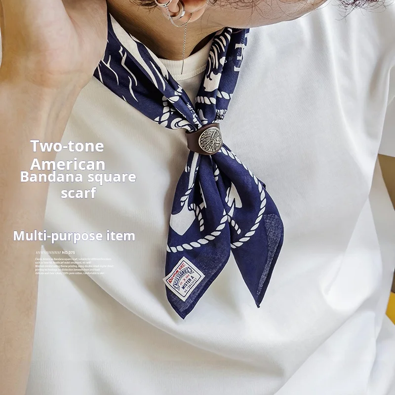 MRA Pure Cotton Bandana Accessories, Trendy Neck Scarves, Headscarves and Neckties for Men, Matched with Leather Bandana Buckles
