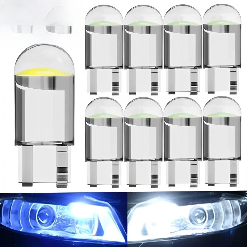 W5W LED T10 voiture lumières COB verre Transparent universel Auto Signal lampe dôme lecture lumière plaque d'immatriculation lampe DRL ampoule 12V