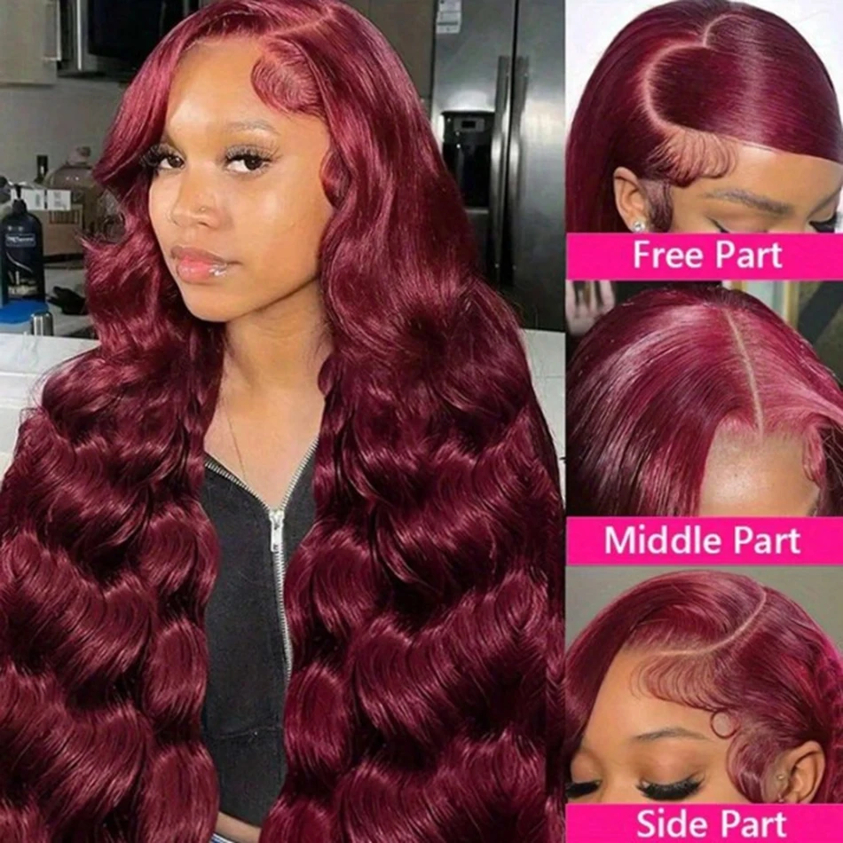 99j Burgundy Lace Front Wigs Human Hair Red Human Hair Wig 13x6 Colored Body Wave Wig 13x4 HD Lace Frontal Wig Pre Plucked