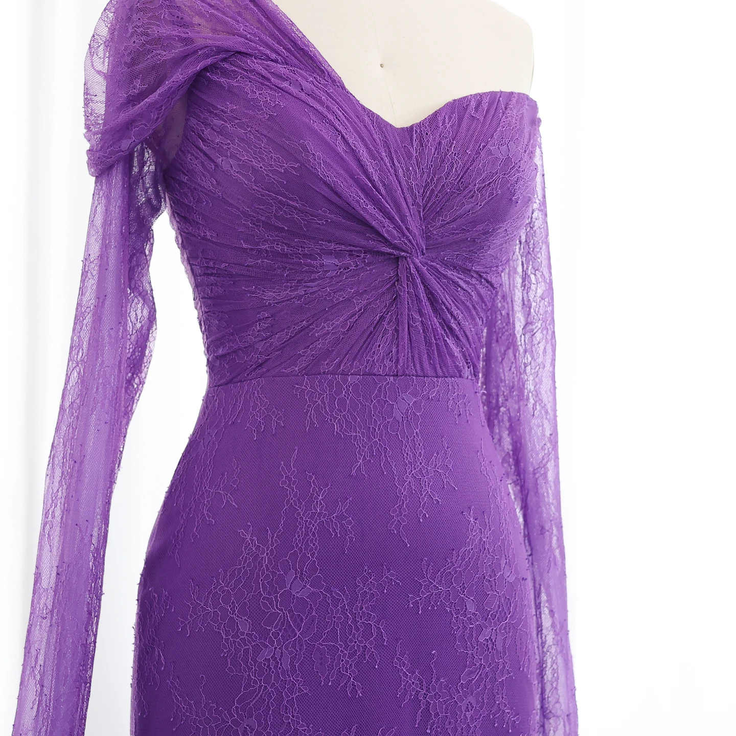 Sharon Said Spitzen-Meerjungfrauenkleid in Lila mit Kurzen Ärmeln, Arabisches Damen-Hochzeitskleid SF055, Maßanfertigung – Detail 13