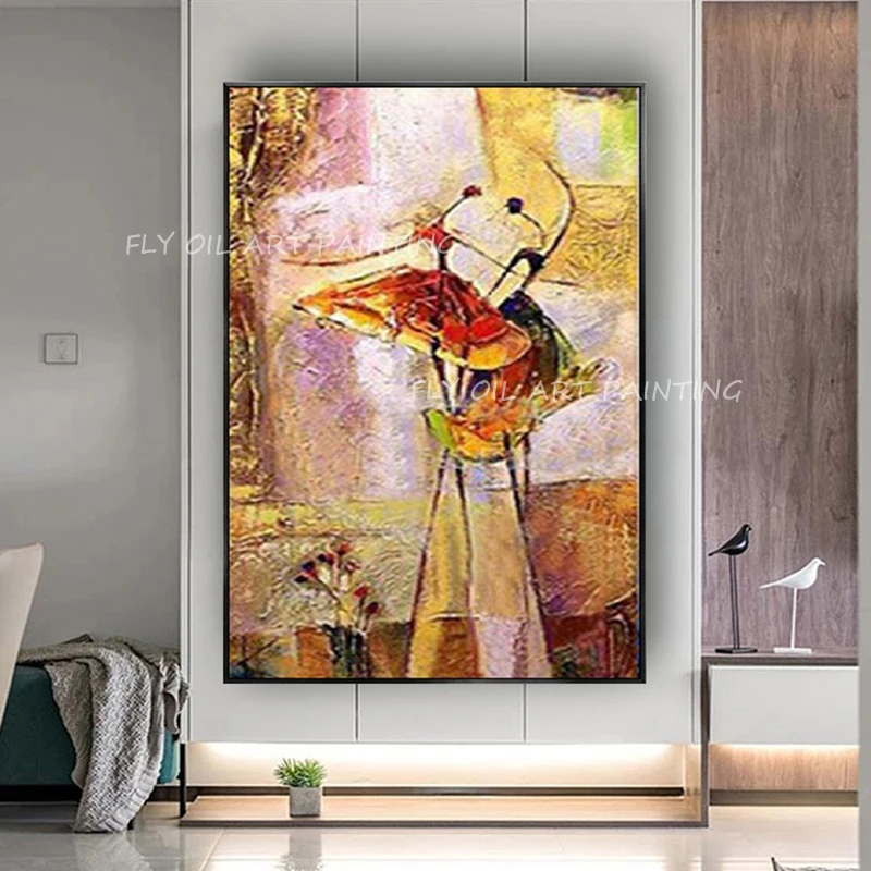 

Large size young girl art painted canvas 100% handmade oil painting no frame on canvas wall decor picture