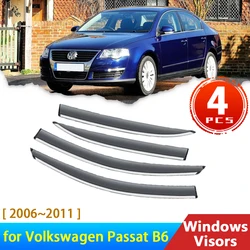 Deflectors for Volkswagen Passat B6 6 2006~2011 Accessories Car Side Windows Visors Rain Eyebrow Guards 4x Windshield 2007 Sedan