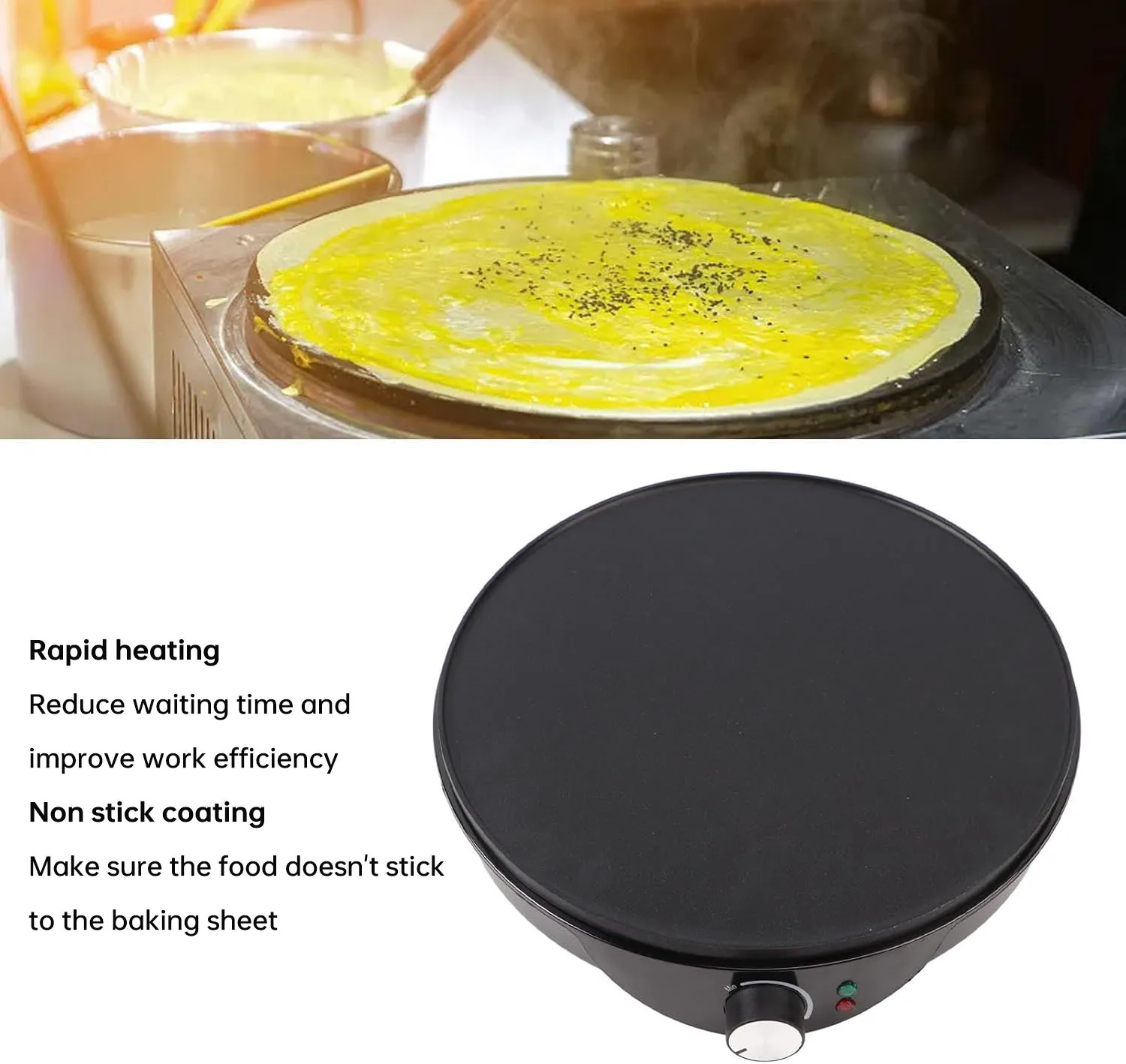 صانع الفطائر 220 فولت، صانع كريب كهربائي 1000 واط، صانع قشرة DIY، صانع البيتزا السوداء