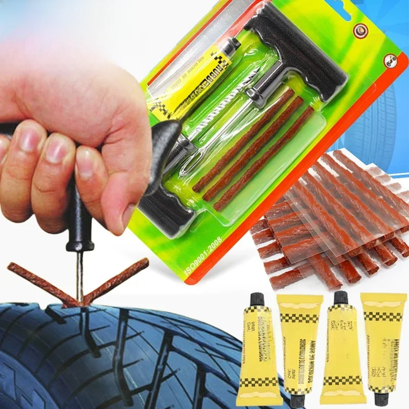 AliExpress Car Tire Repair Tool Kit with Rubber Strips Tubeless Tyre Puncture Studding Plug Set Motorcycle Bike