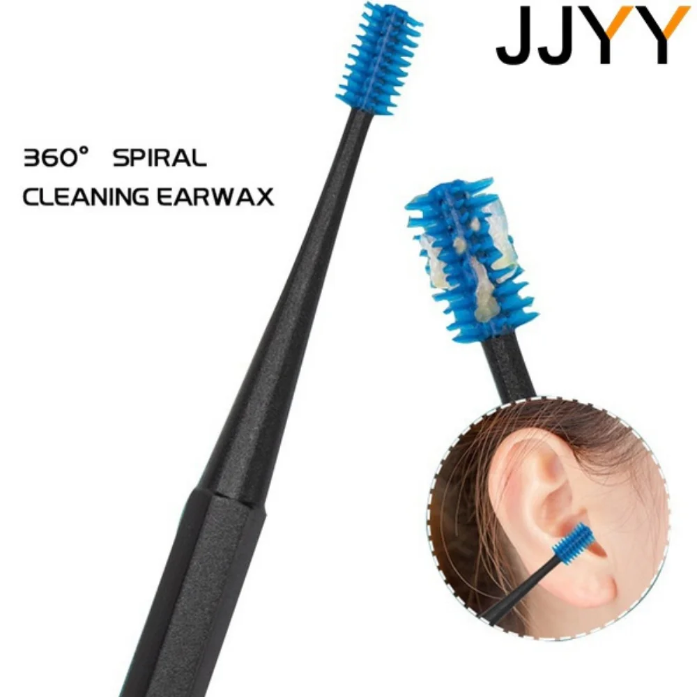 JJYY Soft Silicone Ear Pick Double-ended Earpick Ear Wax Curette Remover Ear Cleaner Spoon Spiral Ear Clean Tool