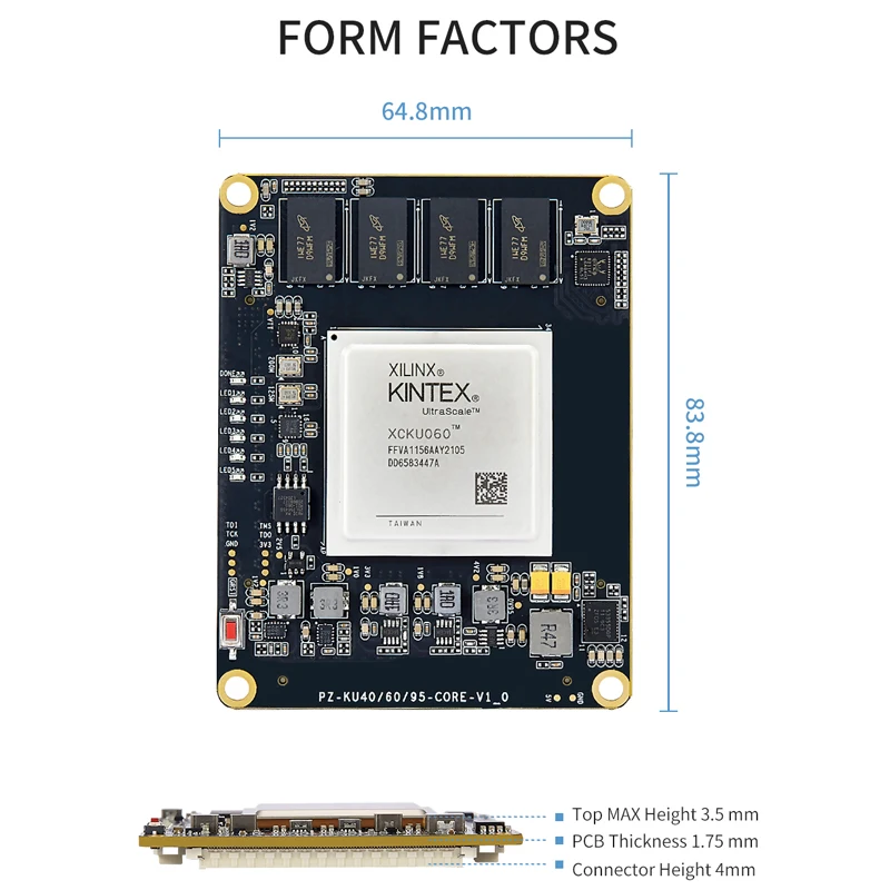 Puzhi PZ-KU060-SOM Xilinx Kintex UltraScale + XCKU060 FPGA 코어 보드 모듈, 산업용 등급 시스템, KU060