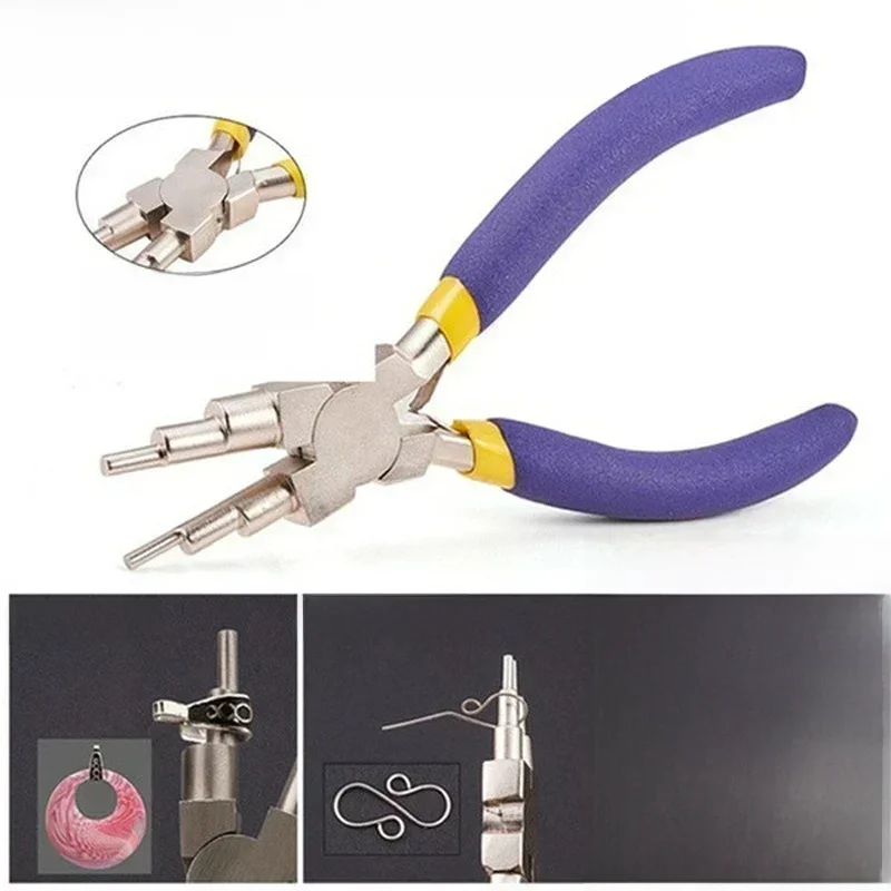 6-in-1 Koolstofstaal Ronde Neus Sieraden Tang Bail Maken Tang DIY Handje Metalen Kreeft Gesp oorbel Haken Zes sectie - afbeelding 2