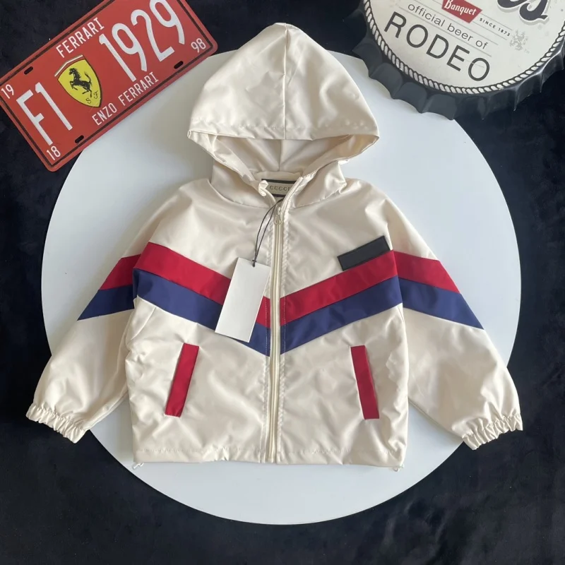 

Children's spring and autumn hooded coat two layers