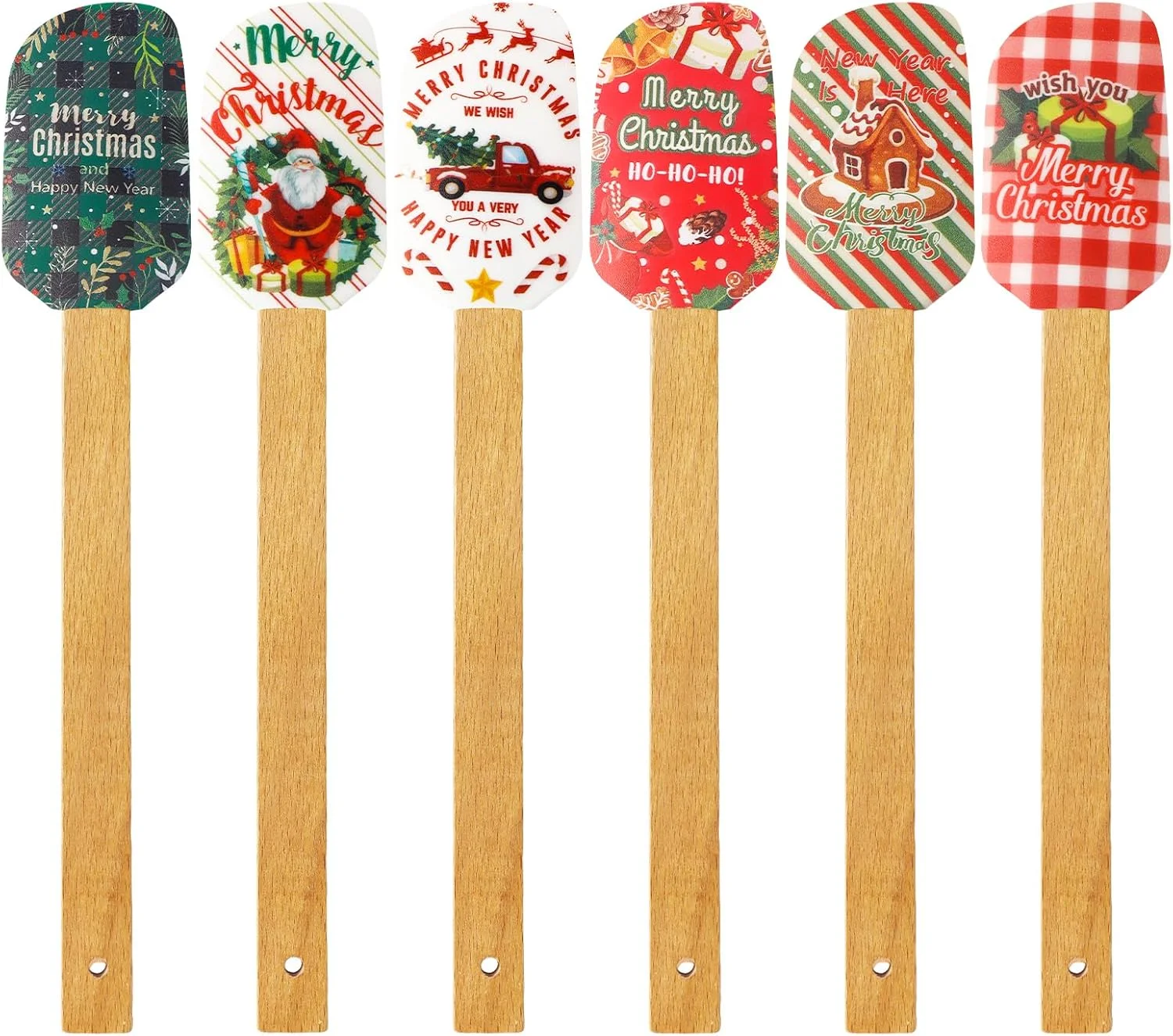 Espátula navideña de silicona con mango de madera: especialmente diseñada para pasteles navideños y panqueques de muñeco de nieve, espátula adorable,