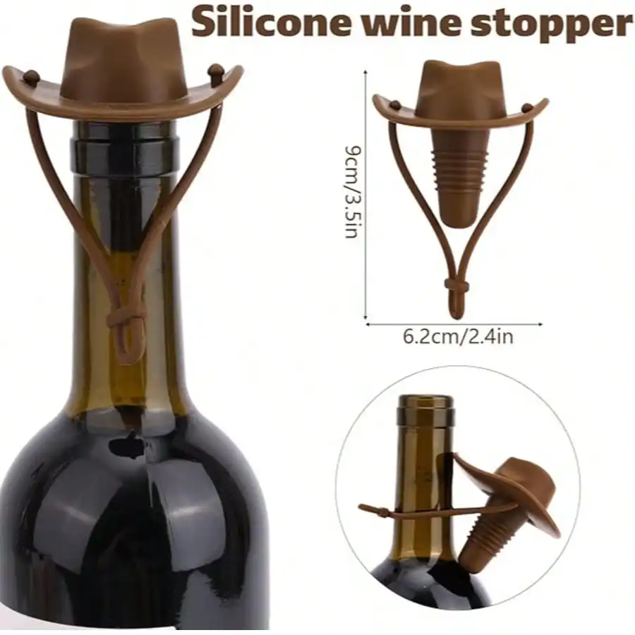 Cowboy Hat Wine Bottle Stopper, Funny Silicone Wine Plug Decorative Topper Champagne Cork Cover Cap Mother & Father Gifts to Seal and Keep Wines Fresh,2PCS