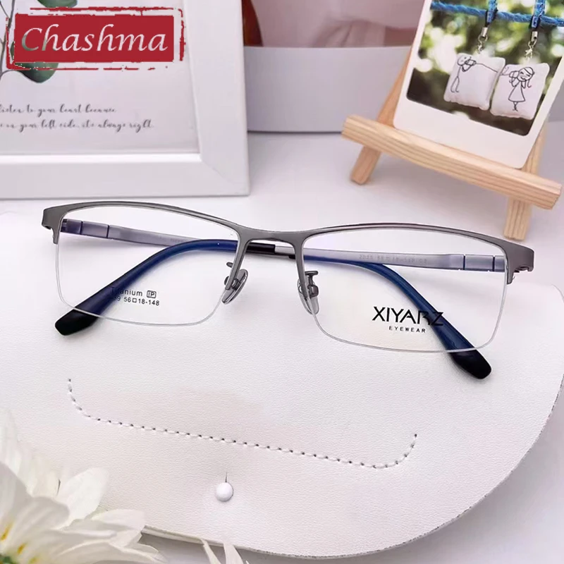 Chashma Prescription Glasses Men Big Optical Eyeglasses Frames Wide Face 56 mm Pure Titanium Flexible Large Temples Spectalces