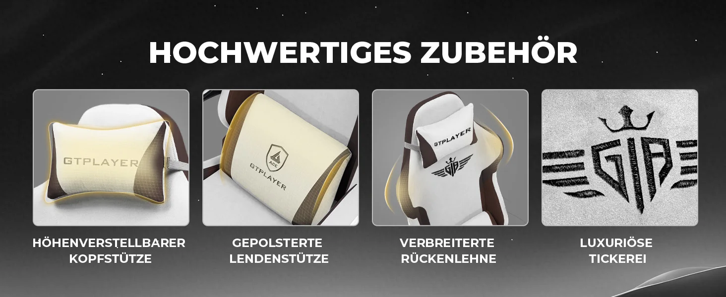 GTPLAYER Gaming Stuhl, Ergonomischer Gamer Stuhl aus Stoff mit Lendenwirbelstütze, PC-Stuhl mit verbreiterter Rückenlehne – Detail 5