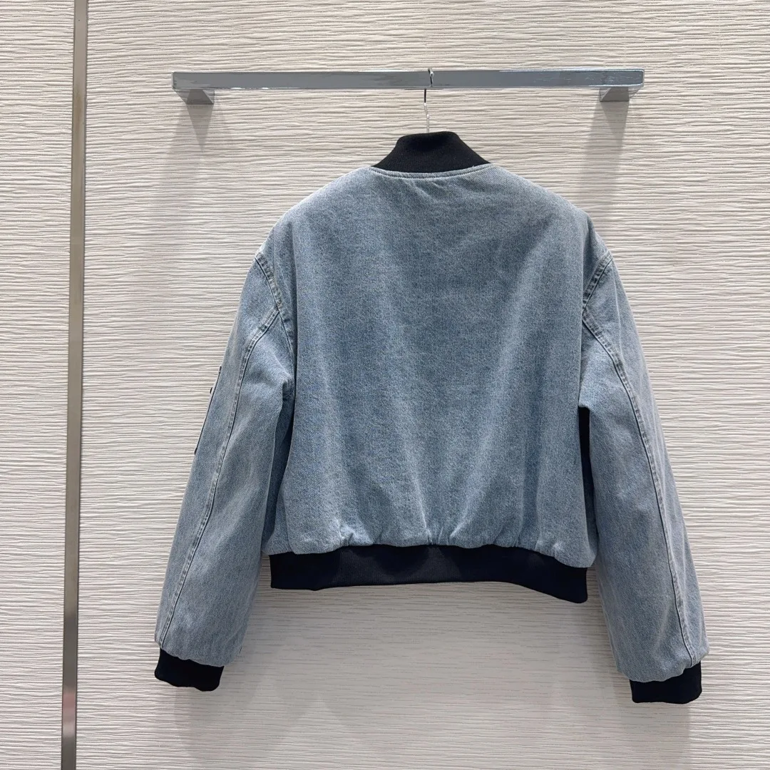 

2025 New Arrival Washed Vintage Women'S Denim Jacket With Cotton Lining Zipper Closure Padded Design Denim Cotton Jacket