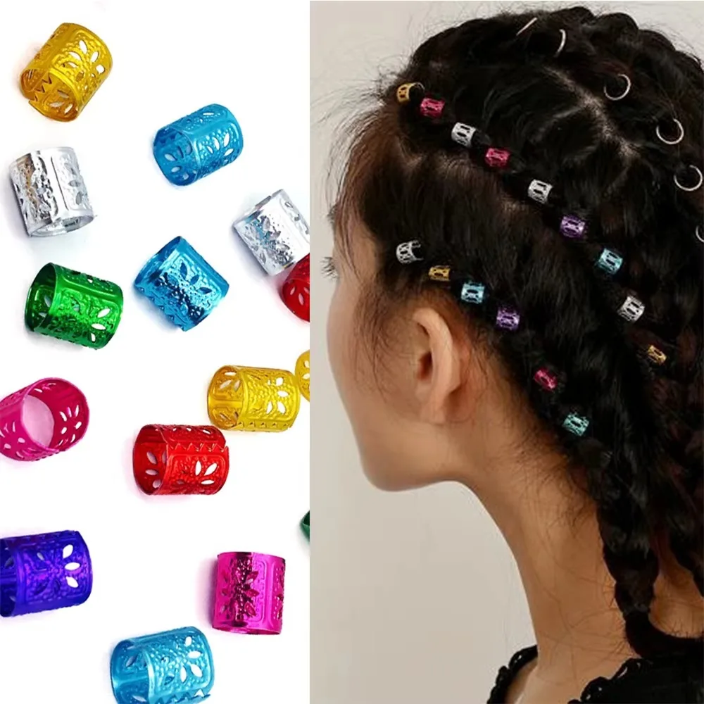 Multi Colored Dreadlocks Braid Beads Clips Hair Jewelry for Braids Metal Hair Rings Cuffs Loc Jewelry for Women Hair Accessories