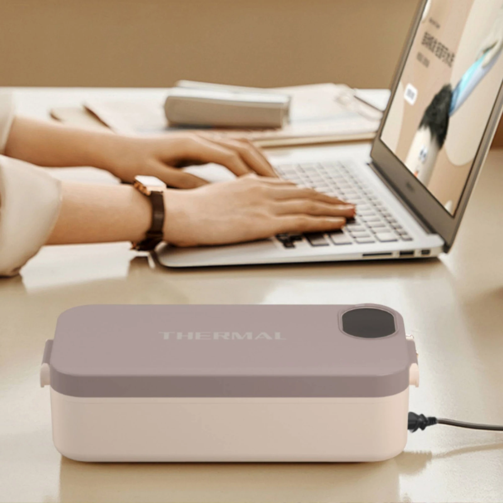Lunch Box with Stainless Steel Liner Rechargeable Electric Lunch Box Heated Lunchbox Insulated Portable Food Warmer Self-Heating