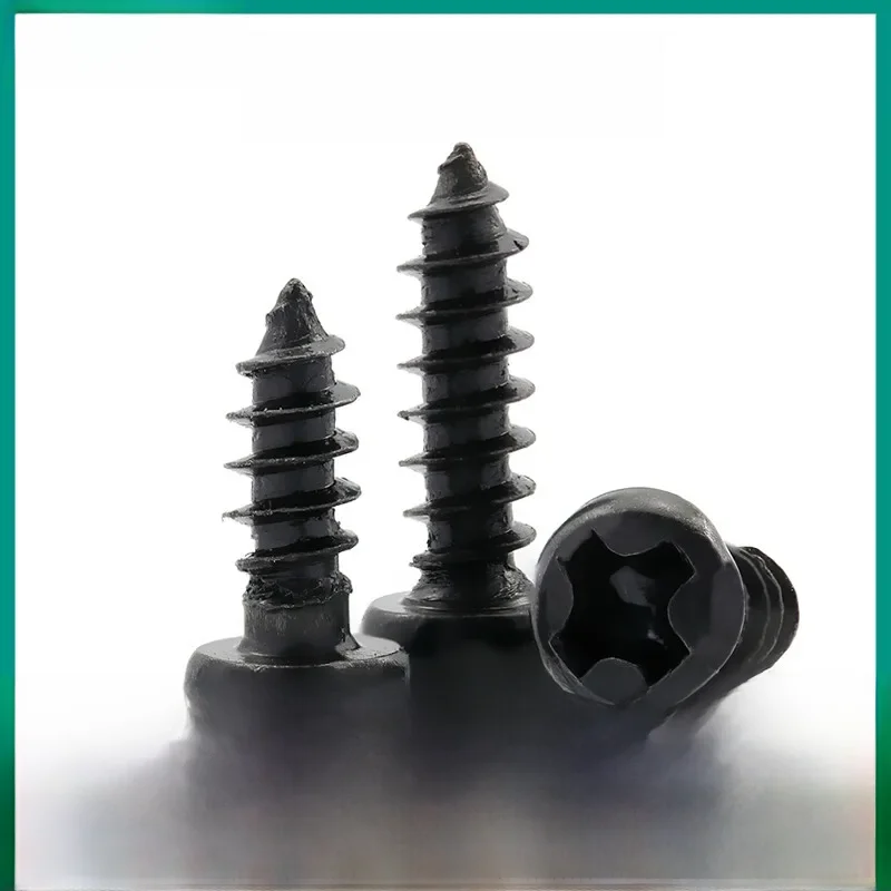 50/ 100/ 200/ 500 pièces M1 M1.2 M1.4 M1.7 M2 M2.6 M3 M3.5 petit acier noir Phillips plat croix ronde vis autotaraudeuse à tête cylindrique