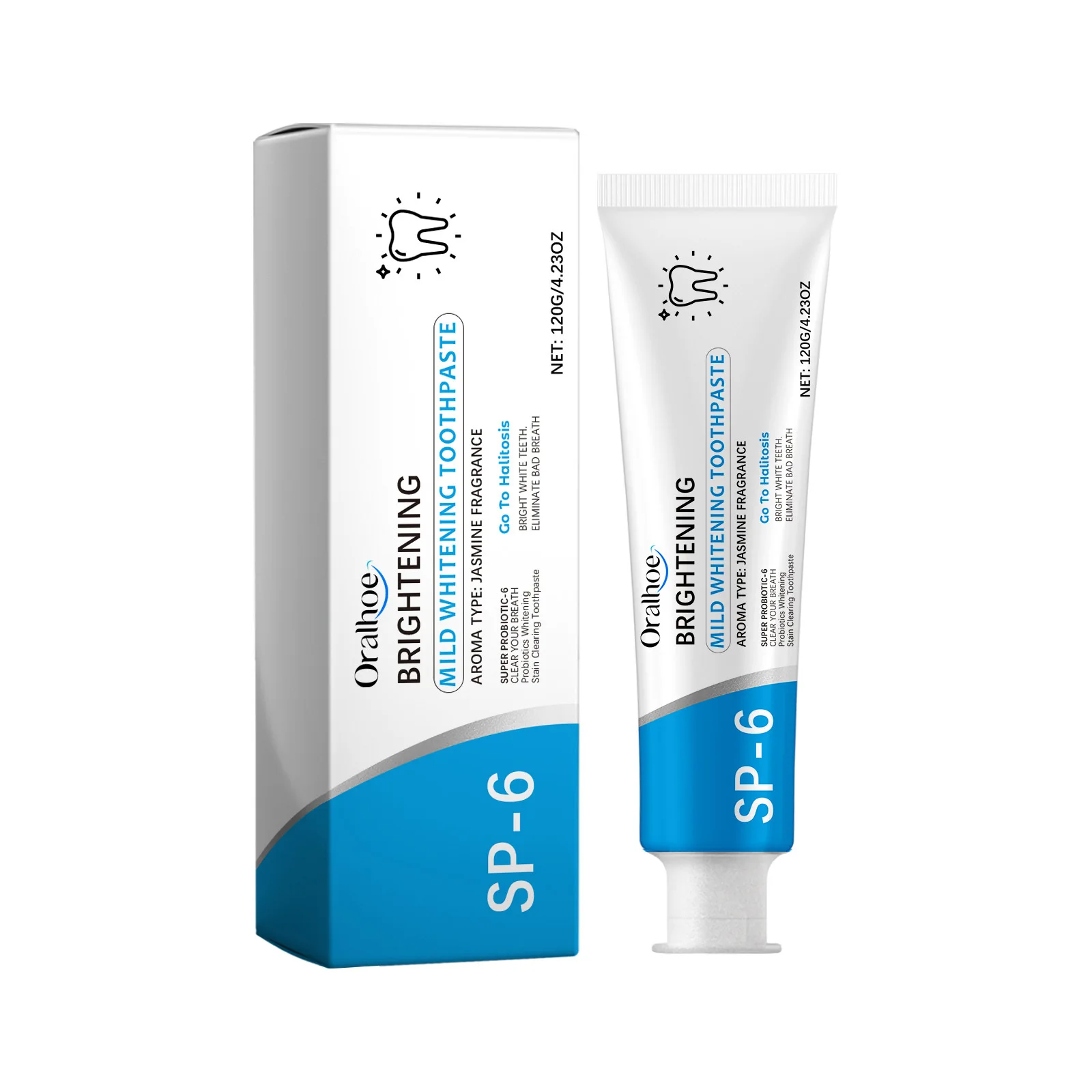 Oralmangez-Dentifrice probiotique Sp6, blanchiment des dents, élimination des taches jaunes, hygiène buccale, réparation de l'haleine fraîche, blanchiment des dents en gomme, 120g