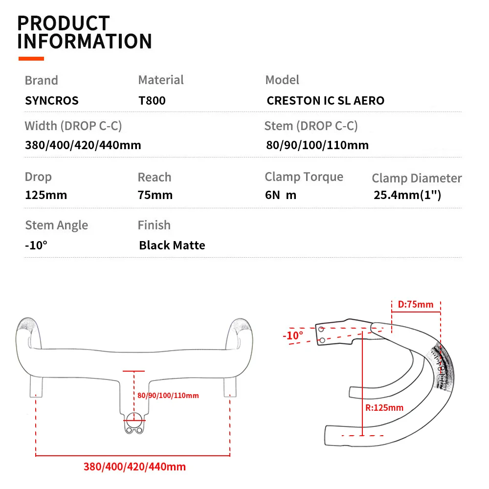 Syncros Creston Ic Sl Aero RC Carbon OEM Integrated Cockpit All Internal Cables Di2 Road Bike Handlebar Bicycle Parts