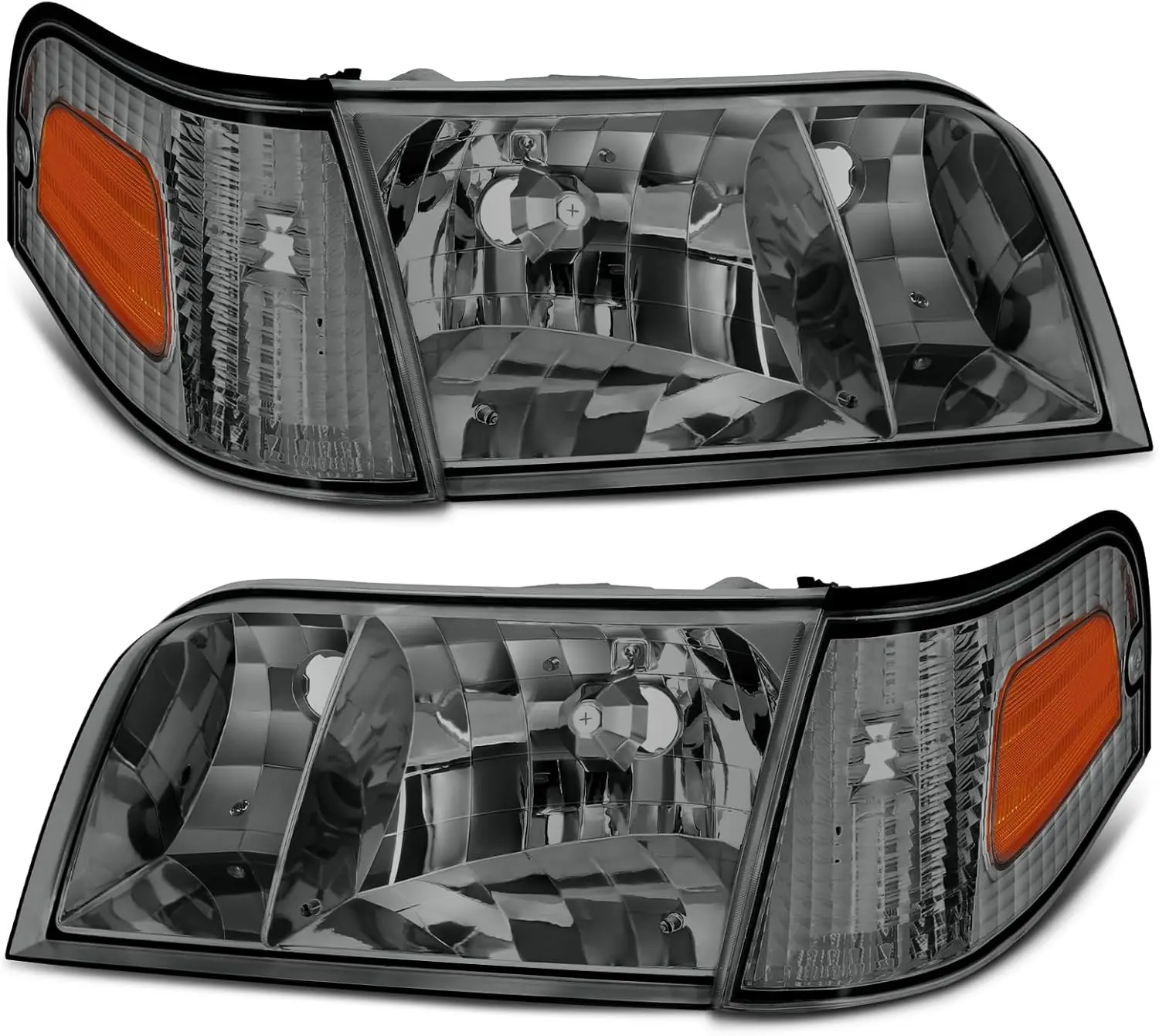 

SHAWHO AUTO Headlights Assembly Fit For 1998-2011 Ford Crown Victoria 98-11 Ford Crown Victoria w/Corner Headlamp Replacement