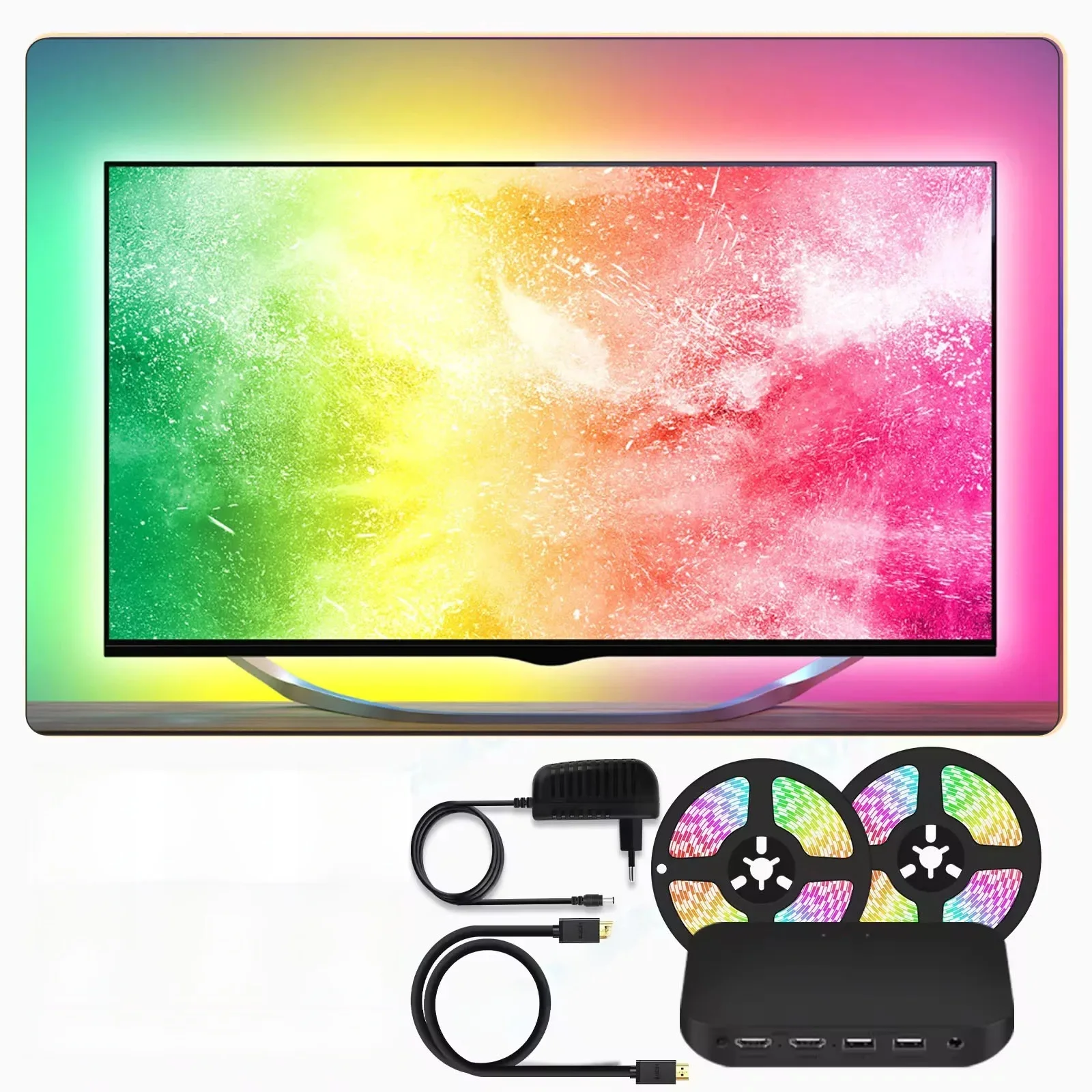 Smart Ambient TV Led-hintergrundbeleuchtung Für 4K HDMI 2,1 Gerät Sync Box Led Streifen Lichter Kit Wifi Alexa Stimme Google assistent Steuerung