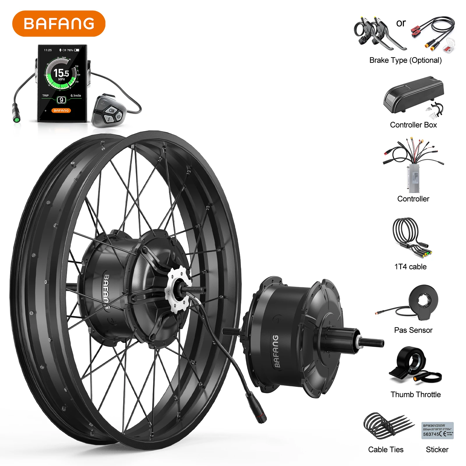 [Versand aus Polen] BAFANG G062 H550 48V 1000W Hinterradmotor für 175 mm Drop, 20 Zoll 26 Zoll Fatbike Elektro-Umrüstsatz für Schneefahrräder