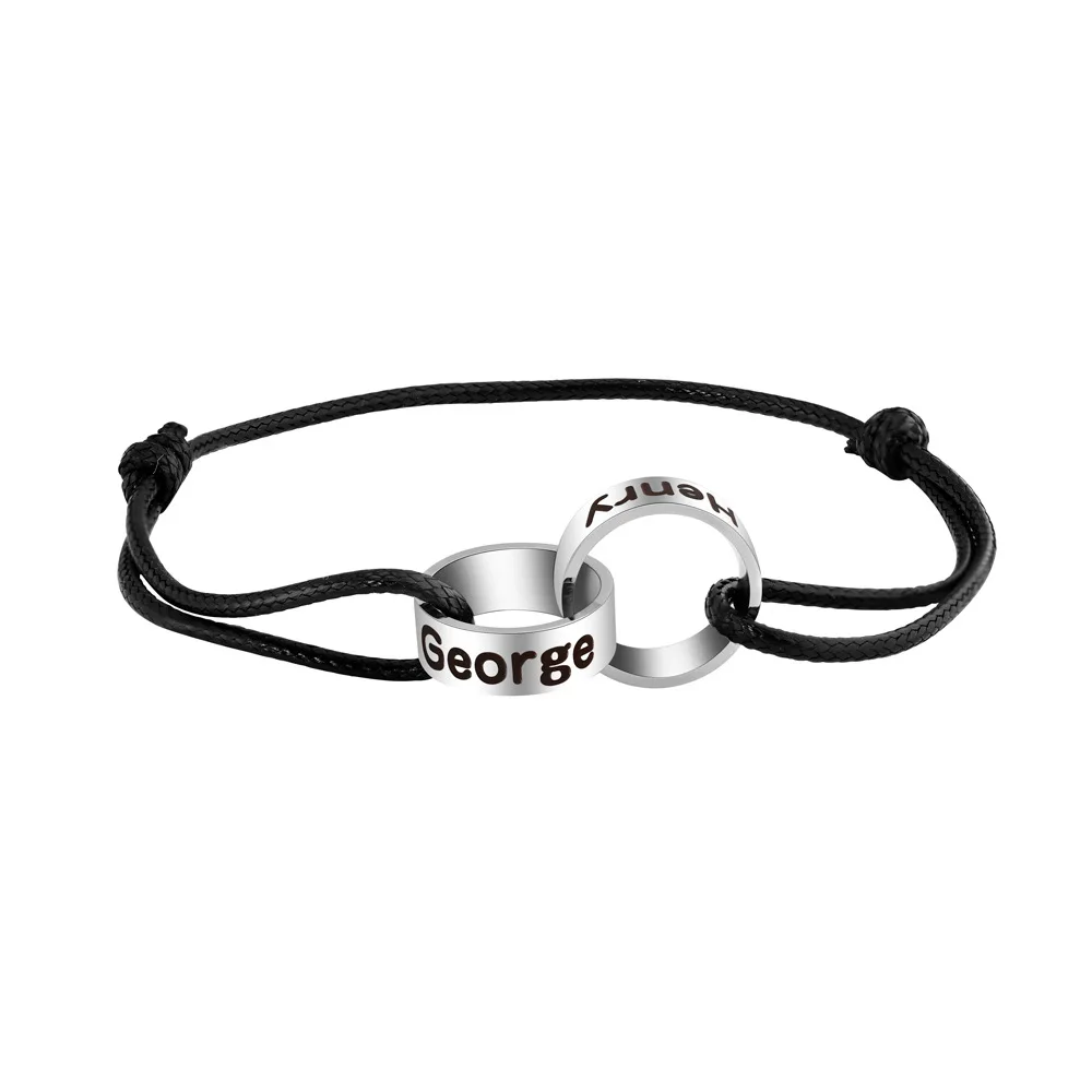 

Adjustable Ring Bracelet Customized Name Bracelet Personalized Couple Names Jewelry Special Valentine's Day Gift For Lover