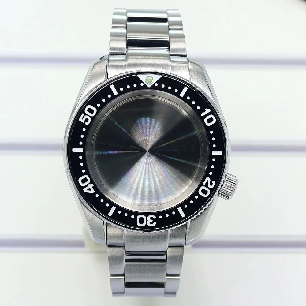 

42mm Silver NH35 Watch Case kit set Modify Parts Sapphire Glass For Mod SPB185 SPB187 NH35 NH36 4R Cases Accessories 28.5mmDial