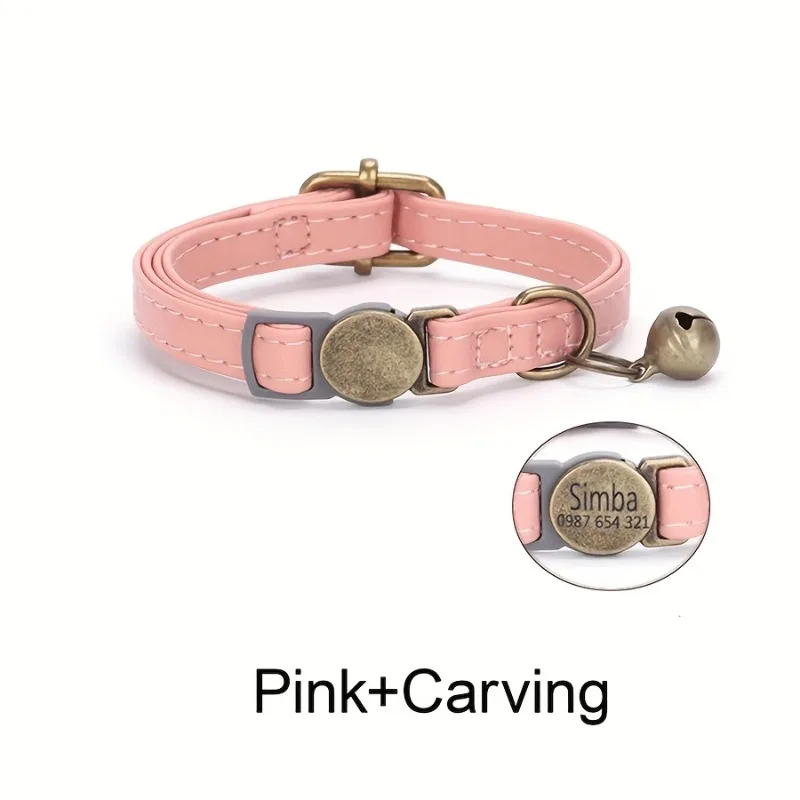 Maßgefertigtes Katzenhalsband aus PU-Leder, Sicherheits-Breakaway-Halsband für Kätzchen und Welpen, Anti-Verlust-Halsband für Katzen, Kostenlose Gravur – Detail 5