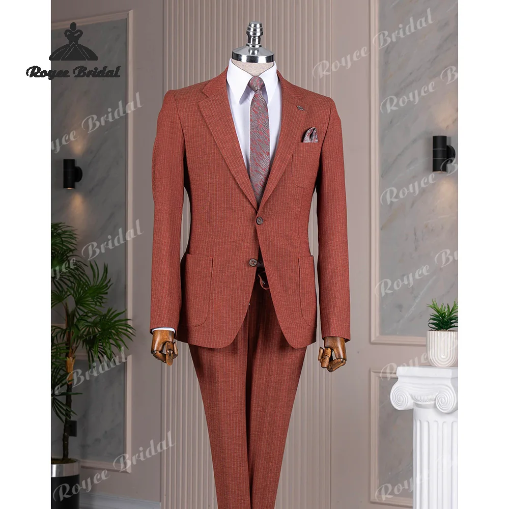 

Костюм мужской свадебный двухсоставный с красными полосами, однобортный, с лацканами-клеш, для торжественных мероприятий и деловых встреч, 2026