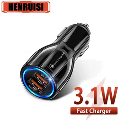Dual USB Car Charger 3.1A Fast Charging Mobile Phone Adapter Quick Charge 3.0 For IPhone 15 Xiaomi Samsung Huawei In Car Charger