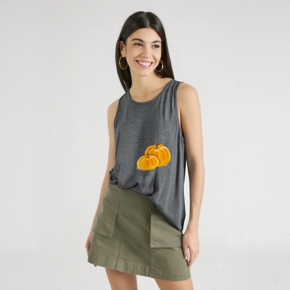 Trendy Sleeveless Top With Cartoon Numpkin Scene Print Fashion Daily Wear Casual Tank Top Comfortable Summer Clothing