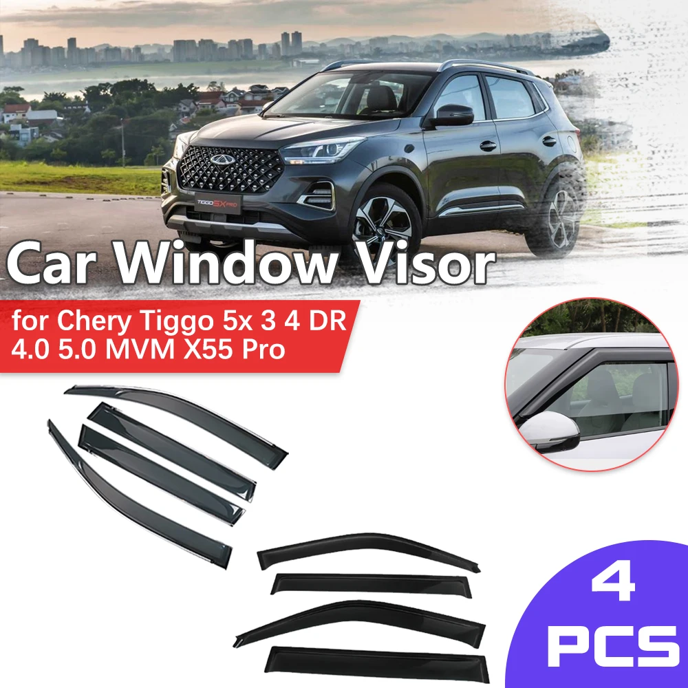 

Car Window Visor for Chery Tiggo 5x 3 4 DR 4.0 5.0 MVM X55 Pro 2018~2025 Eyebrow Shelter Vent Awning Deflector Guard Accessories