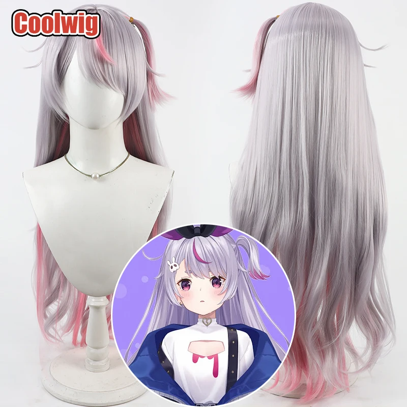 Coolwig Synthetic Hair Tosaki Mimi Cosplay Wigs Virtual YouTuber Tosaki Mimi 80cm Long Silver Gray Mixed Pink Wig Heat Resistant