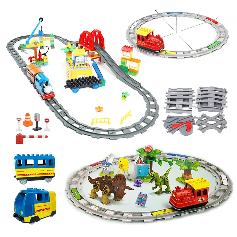 Big Size Bouwstenen Compatibele Treinsets DIY Spoorwegbaan Monteer Interactieve Educatieve Bakstenen Speelgoed voor Kinderen Cadeau - afbeelding 2