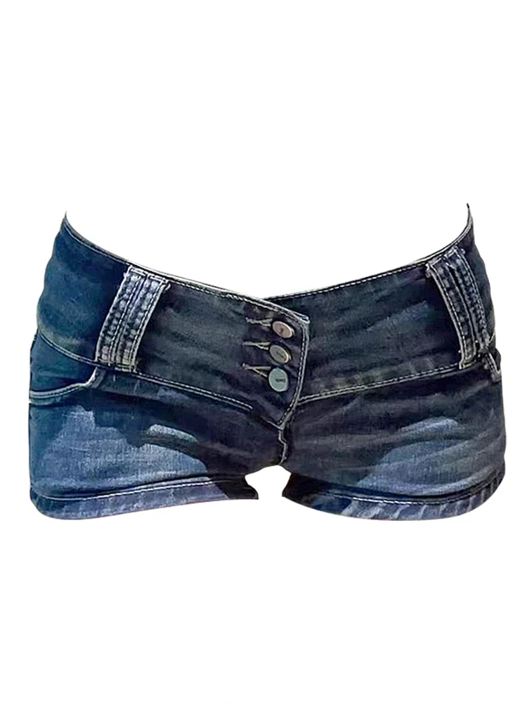 Summer Women 2000s Grunge Kpop Japanese Gyaru Low Rise Jean Shorts Slim Denim Hot Pants Trashy Y2k Streetwear Harajuku E-girl — zdjęcie 2