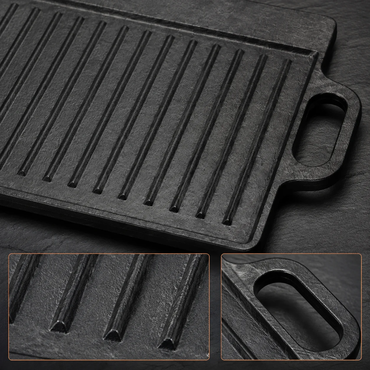Rectangular Iron Griddle Pan Heavy Duty 3.2kg with Double Handles for Easy Cleaning Premium Choice 2026